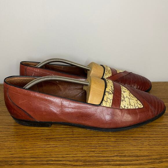 Vintage Stracam Mens Brown Leather Italian Slip On Loafers Dress Shoes Size 11 - Picture 1 of 8